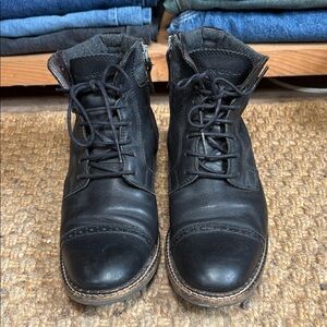 Marc O’Polo Black Flat Leather Ankle Bootie